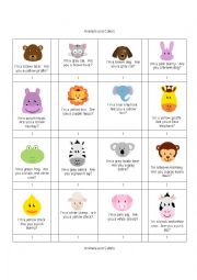 English Worksheet: Animals and Colors