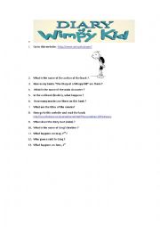 English Worksheet: Webquest Diary of a wimpy kid