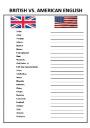English Worksheet: British vs. American English 