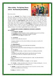 English Worksheet: THE BIG BANG THEORY SEASON:2 EPISODE:14