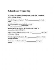 English Worksheet: Adverbs of frequency