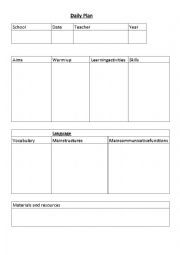 English Worksheet: daily lesson template