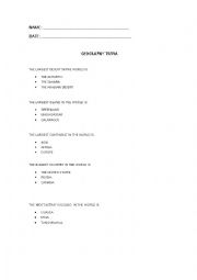 English Worksheet: Geography trivia