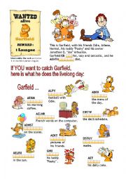 English Worksheet: Present Simple: Garfields Day