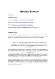 English Worksheet: Nuclear Energy :Useful or harmful?