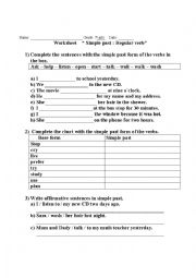 English Worksheet: simple past regular verb