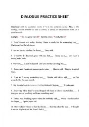 English Worksheet: Dialogue Practice Sheet