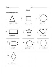 English Worksheet: Shapes