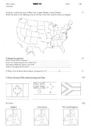 English Worksheet: test new york usa great britain