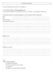 English Worksheet: Your gap year project