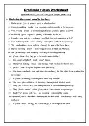 English Worksheet: Mixed Excersises on verb tenses