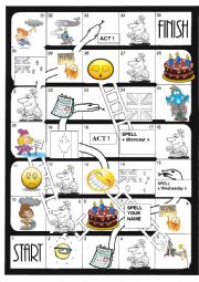 English Worksheet: back to school boardgame