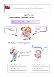 English Worksheet: Introducing: name/surname