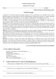 English Worksheet: English as a global Language