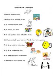 English Worksheet: Classroom rules