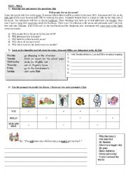 English Worksheet: TEST  - WILL FOR PREDICTIONS / PRESENT CONTINUOUS FOR FIXED ARRANGEMENTS