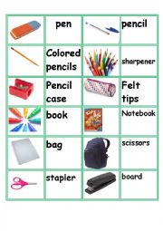 English Worksheet: Domino of School materials