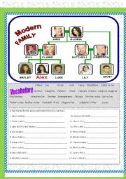 English Worksheet: Family tree-modern family