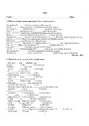 English Worksheet: test 8th grade