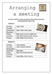 English Worksheet: Arranging a meeting
