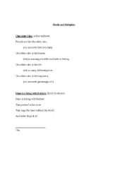 English Worksheet: Poems for Simile and Metaphor, Introductions
