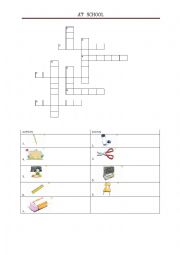 English Worksheet: at school crossword