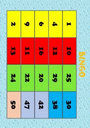 English Worksheet: bingo numbers