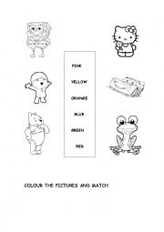 English Worksheet: Colour and match