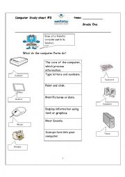 English Worksheet: Computer Parts