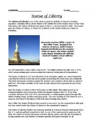 English Worksheet: The statue of liberty