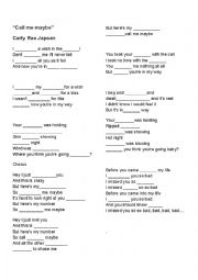 English Worksheet: Call me maybe song