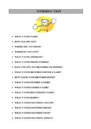 English Worksheet: Introduction