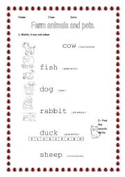 English Worksheet: Farm animals and pets.