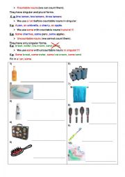 English Worksheet: countable and uncountable nouns