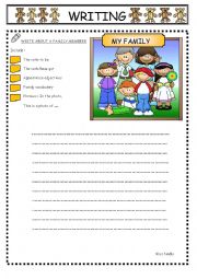 English Worksheet: writing - my family 1 