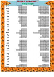 Irregular verbs sorted by groups (part 2)