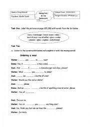 English Worksheet: At the restaurant