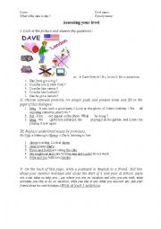 English Worksheet: Assessing your level