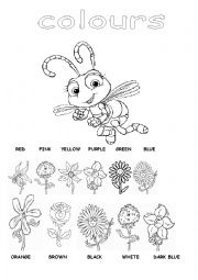 English Worksheet: COLOUR THE FLOWER!!