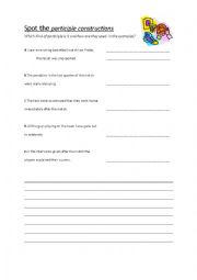 English Worksheet: Spot the participle constructions+ key