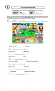 English Worksheet: Prepositions of place