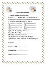 English Worksheet: Consolidation Activities