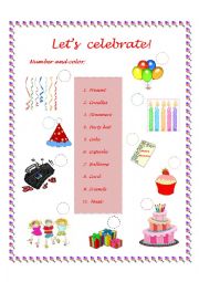 English Worksheet: lets celebrate