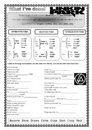 English Worksheet: Present Perfect. What Ive done -Linkin Park