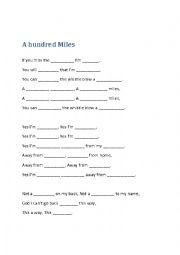 English Worksheet: A Hundred Miles