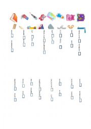 English Worksheet: objects the class