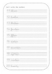 English Worksheet: Write the Numbers