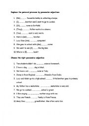 English Worksheet: Possessive adjectives exercise