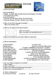 English Worksheet: Scotland webquest