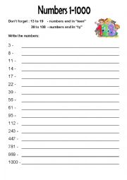 English Worksheet: Numbers